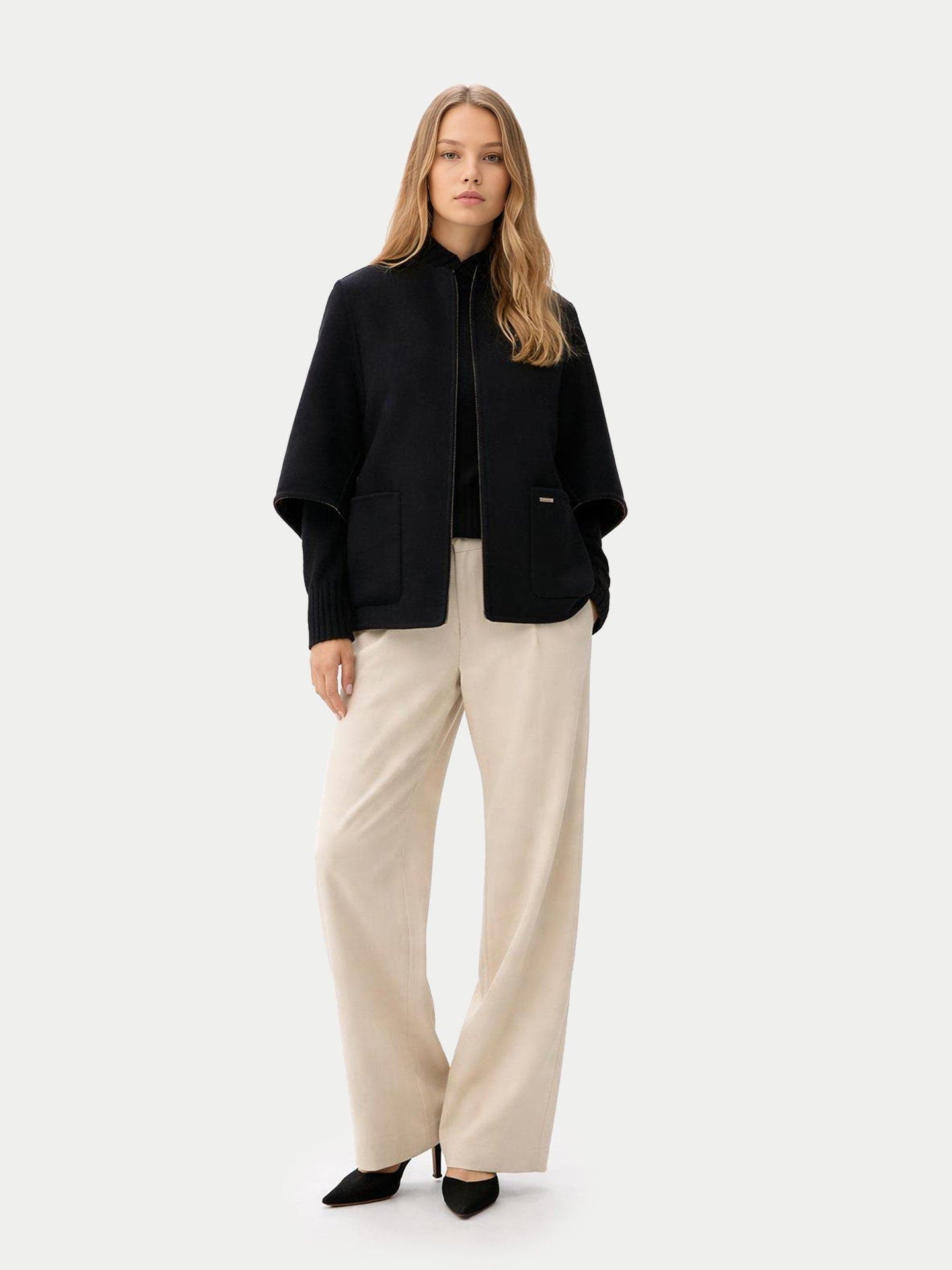Patch Pocket Cashmere Poncho Jacket - image 4