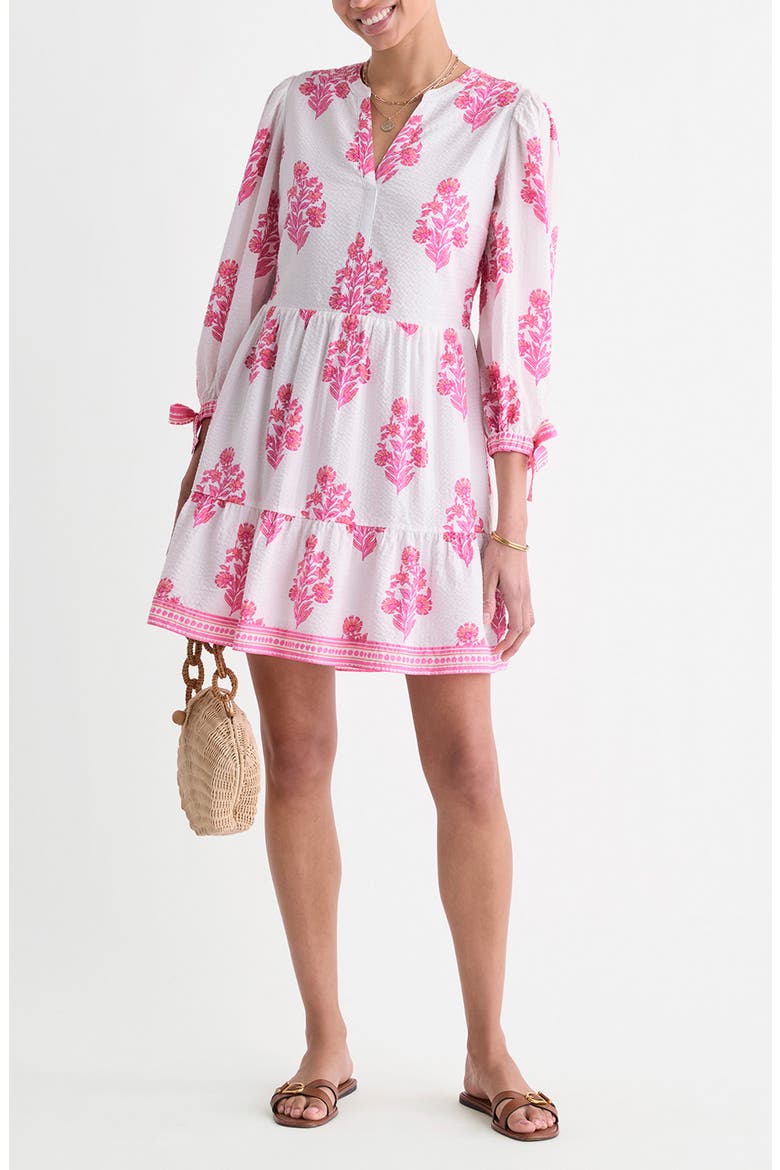 Tessa Floral Tie Sleeve Minidress, Main, color, FLORAL WHITE CAP
