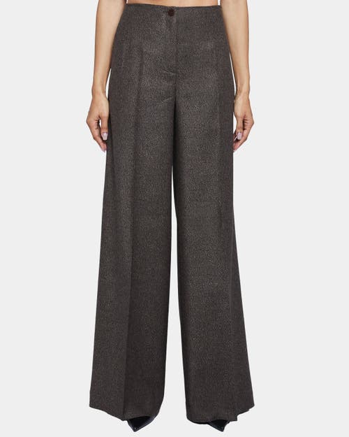 Santorelli Lily Wide Leg Pant With Side Slit Pockets In Hickory Brown