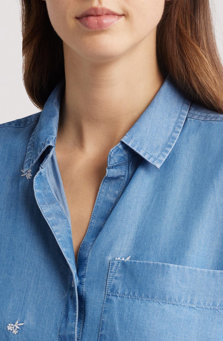 beachlunchlounge Cammie Embroidered Denim Shirt, Alternate, color, 