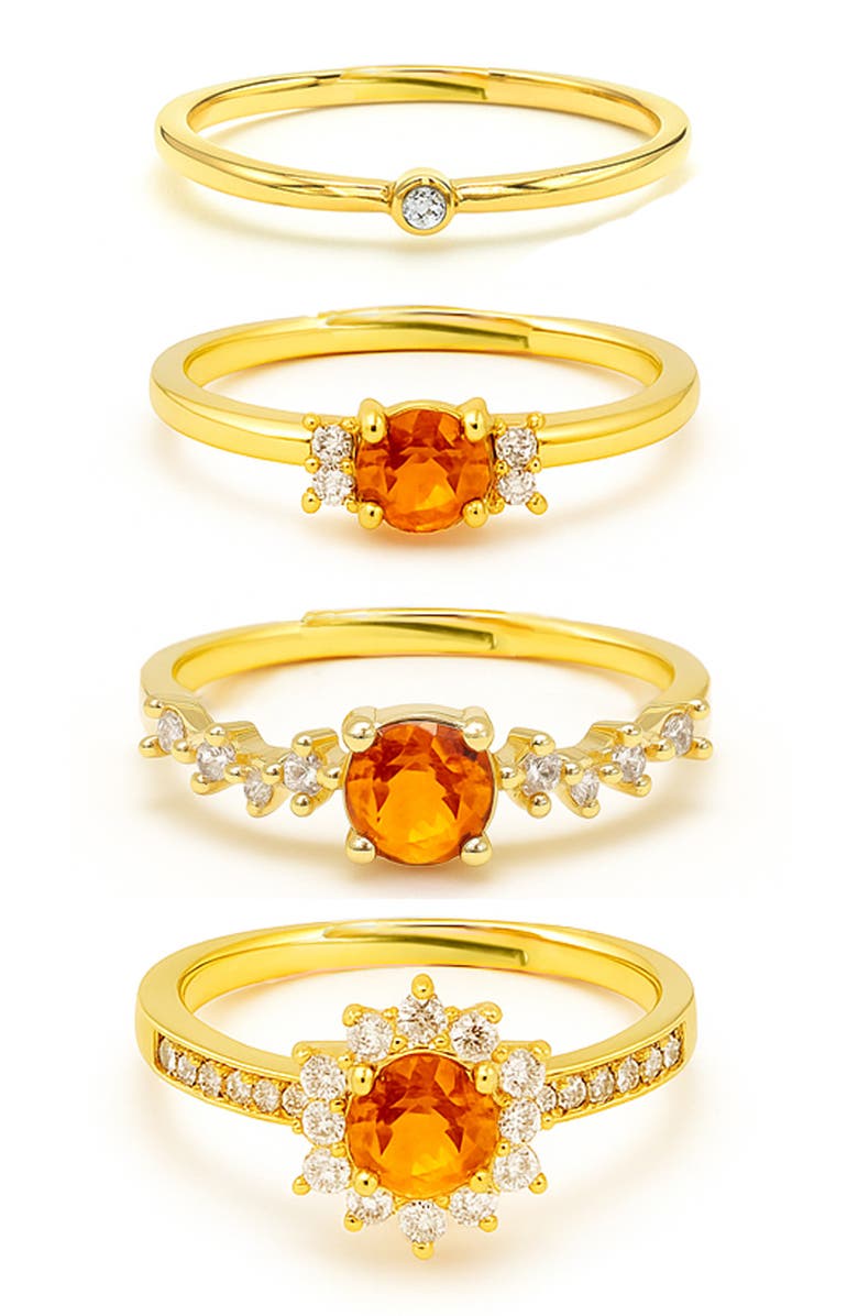 LA MENO Cubic Zirconia Set of 4 Rings, Main, color, Gold