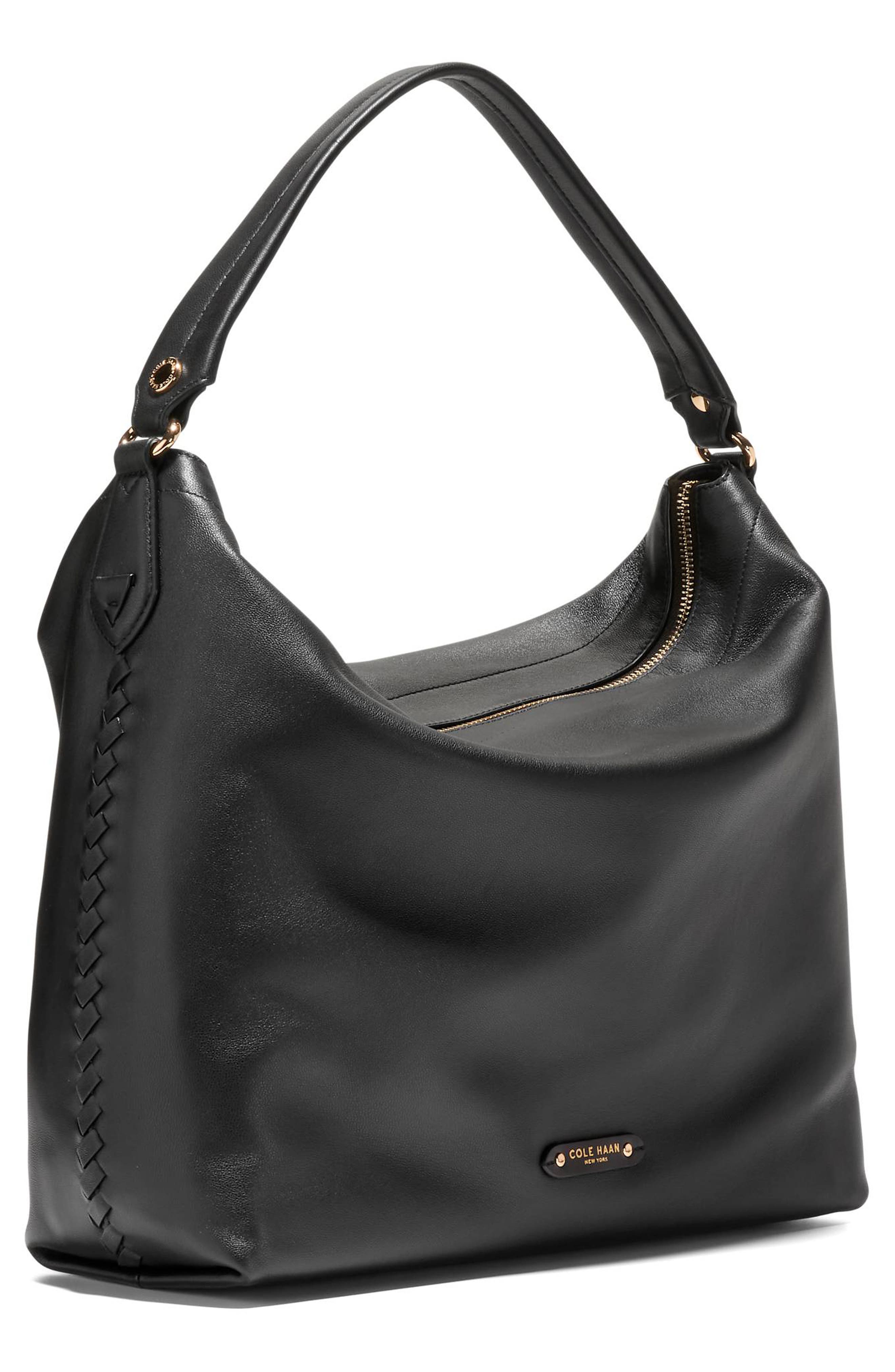 Cole Haan Isabella Leather Hobo Bag, Alternate, color, Black