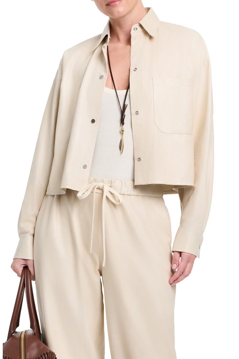 Little Big Joe Leather Shirt, Main, color, CREME BRULEE