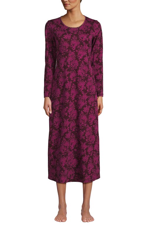 Lands' End Cotton Long Sleeve Midcalf Nightgown In Purple
