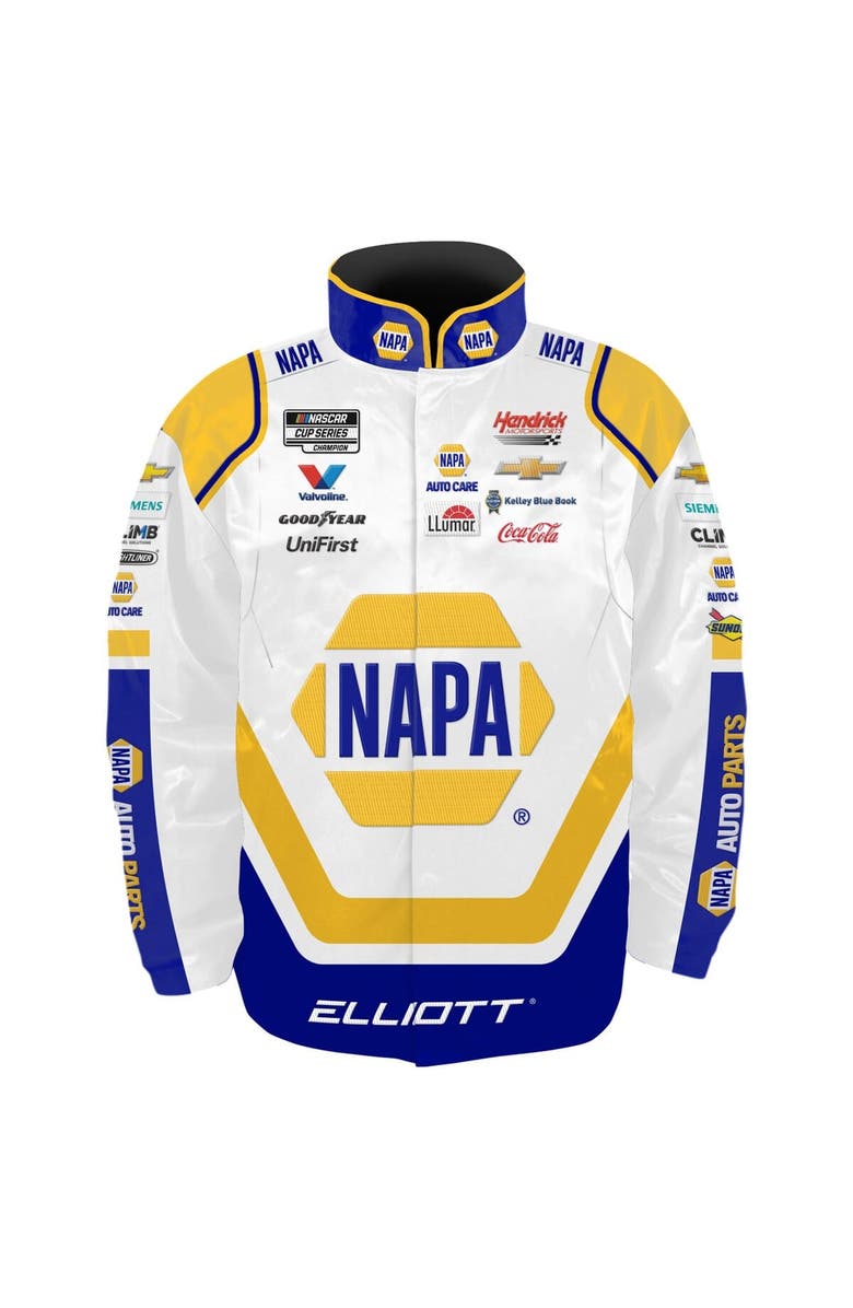 HENDRICK MOTORSPORTS TEAM COLLECTION Men's Hendrick Motorsports Team Collection White Chase Elliott NAPA Full-Snap Nylon Uniform Jacket, Alternate, color, White