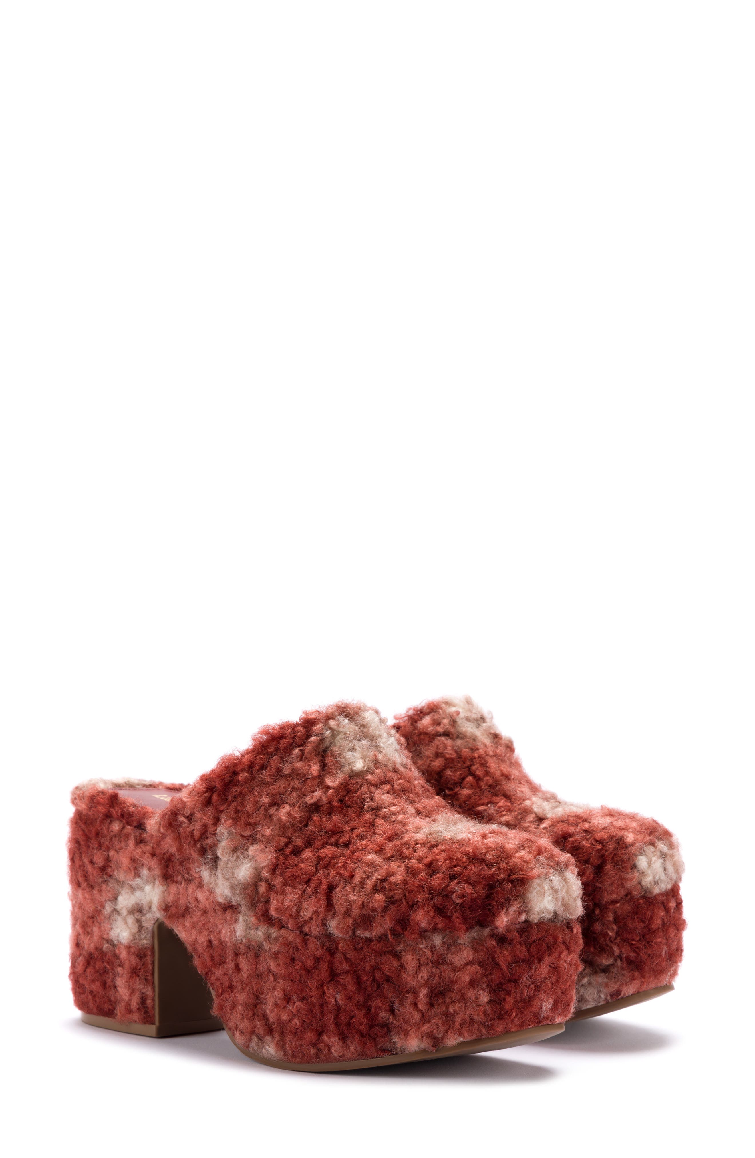 Larroudé Miso Plaid Faux Fur Platform Clog, Main, color, 
