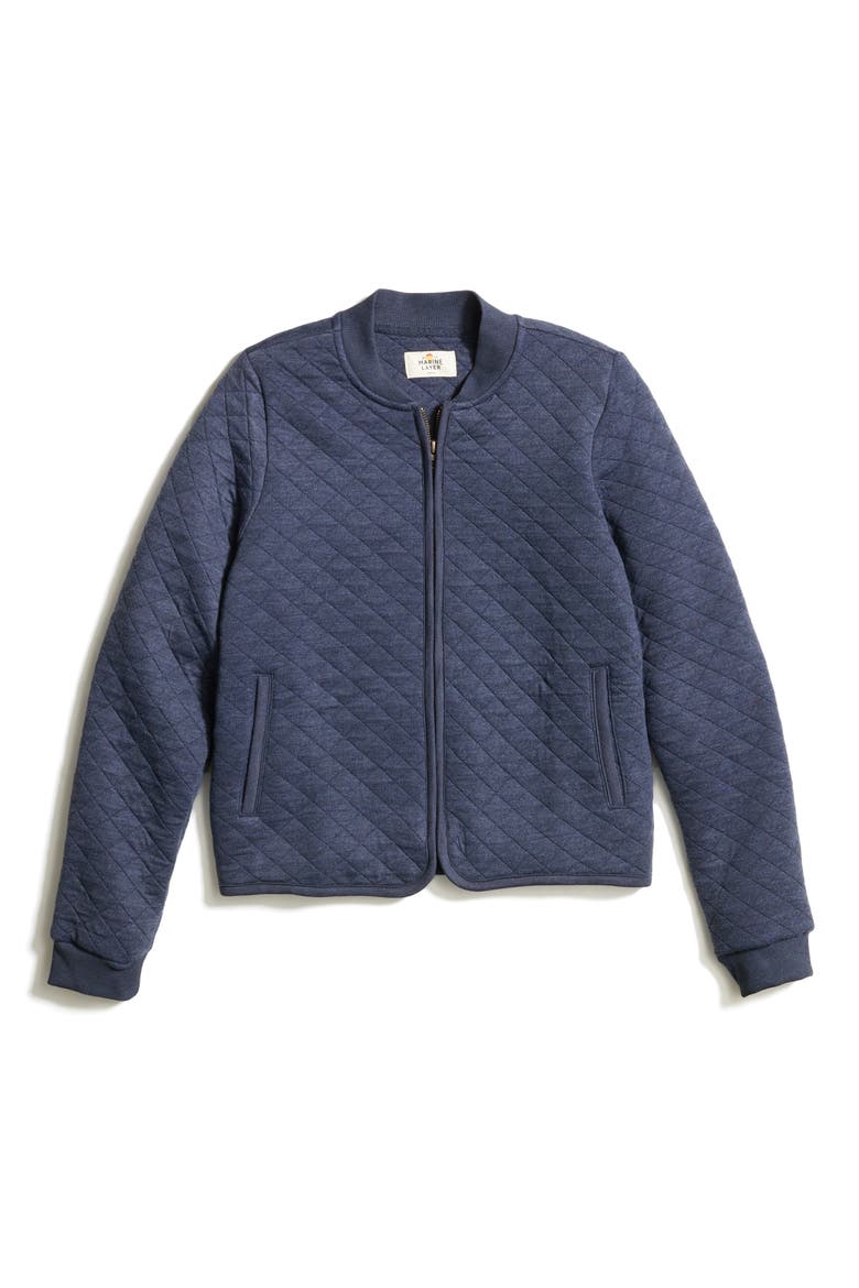 Corbet Quilted Bomber Jacket, Main, color, NAVY