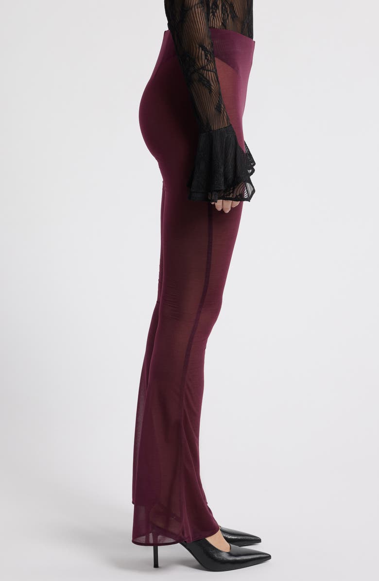 Mistress Rocks Semisheer Flare Leg Pants, Alternate, color, Dark Plum