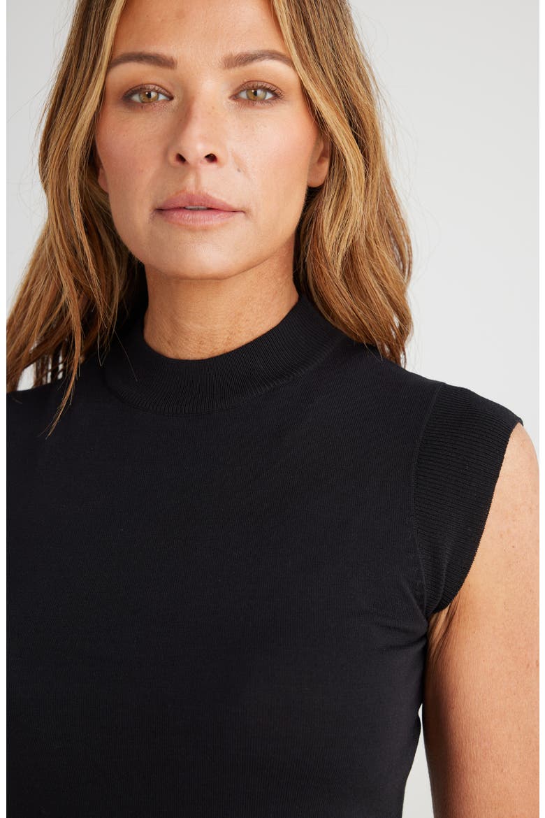 Paula Mock Neck Cap Sleeve Sweater, Alternate, color, BLACK