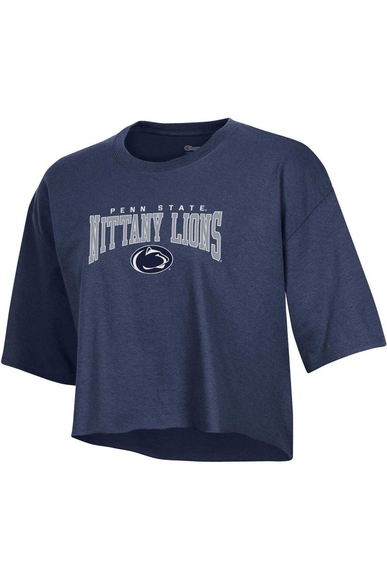 Women's Champion Heather Navy Penn State Nittany Lions Boyfriend Cropped T-Shirt, Alternate, color, Heather Navy