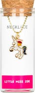 Little Miss Zoe Rainbow Unicorn Charm Necklace in Gift Bottle