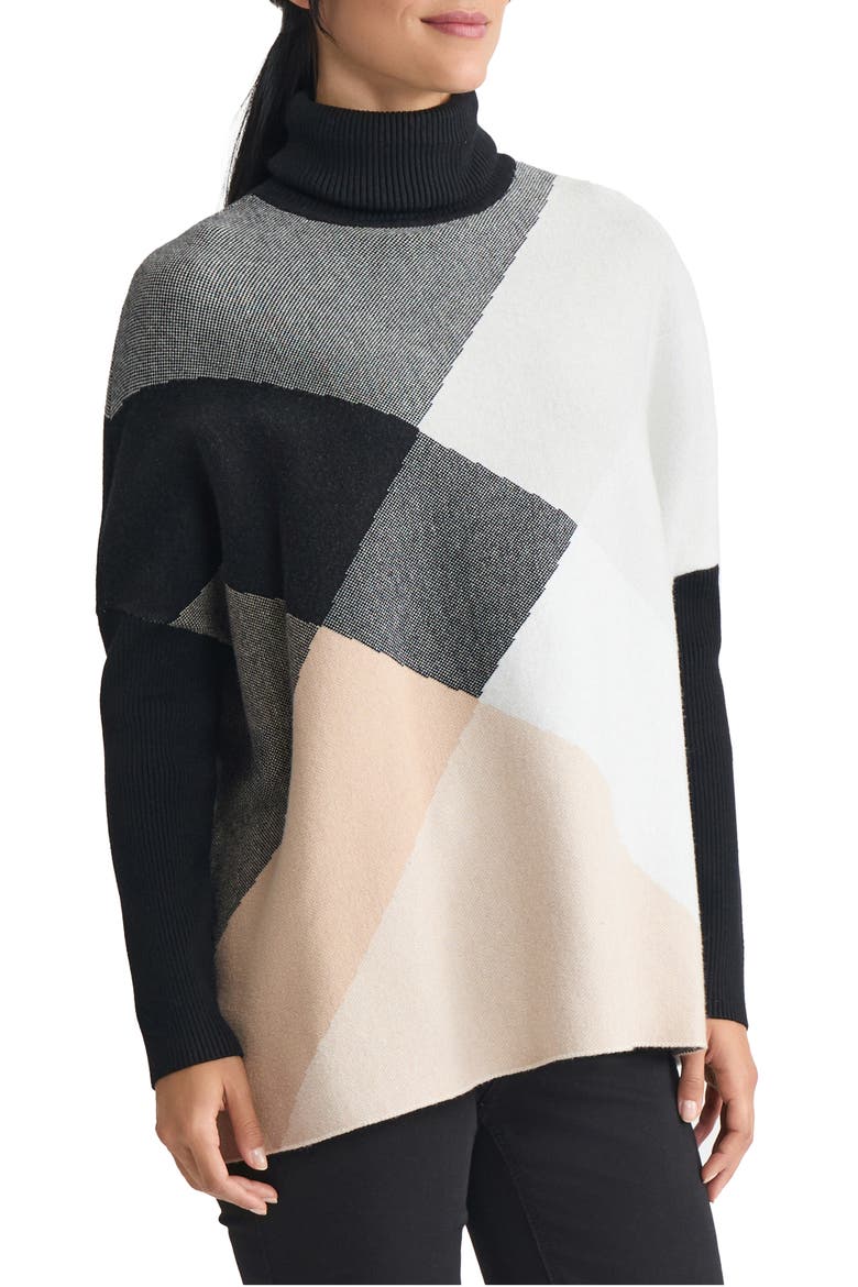 Jacquard Turtleneck Sweater, Alternate, color, CAFE AU LAIT MULTI