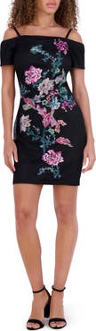 Siena Embroidered Mesh Cold Shoulder Dress