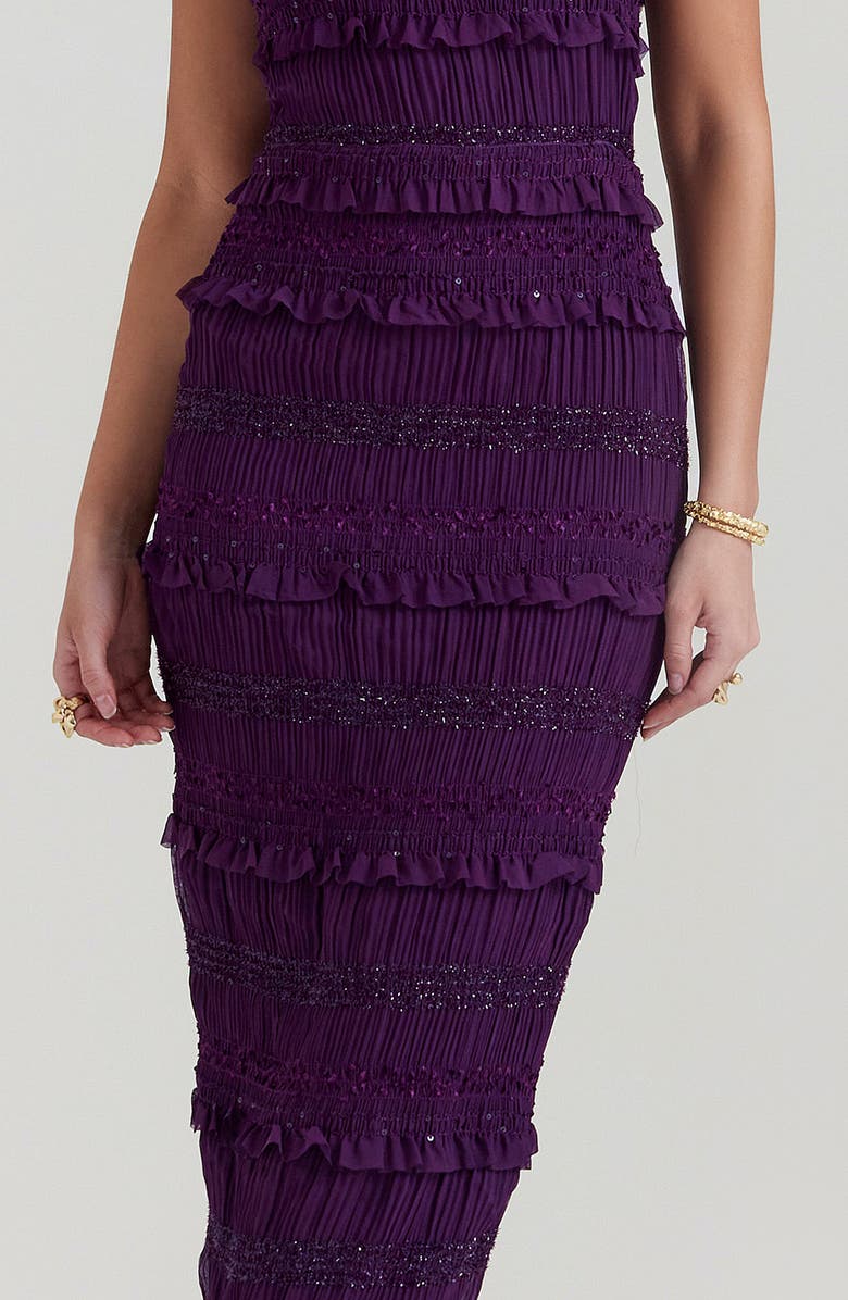 HOUSE OF CB Solana Pleated Ruffle Sequin Body-Con Dress, Alternate, color,