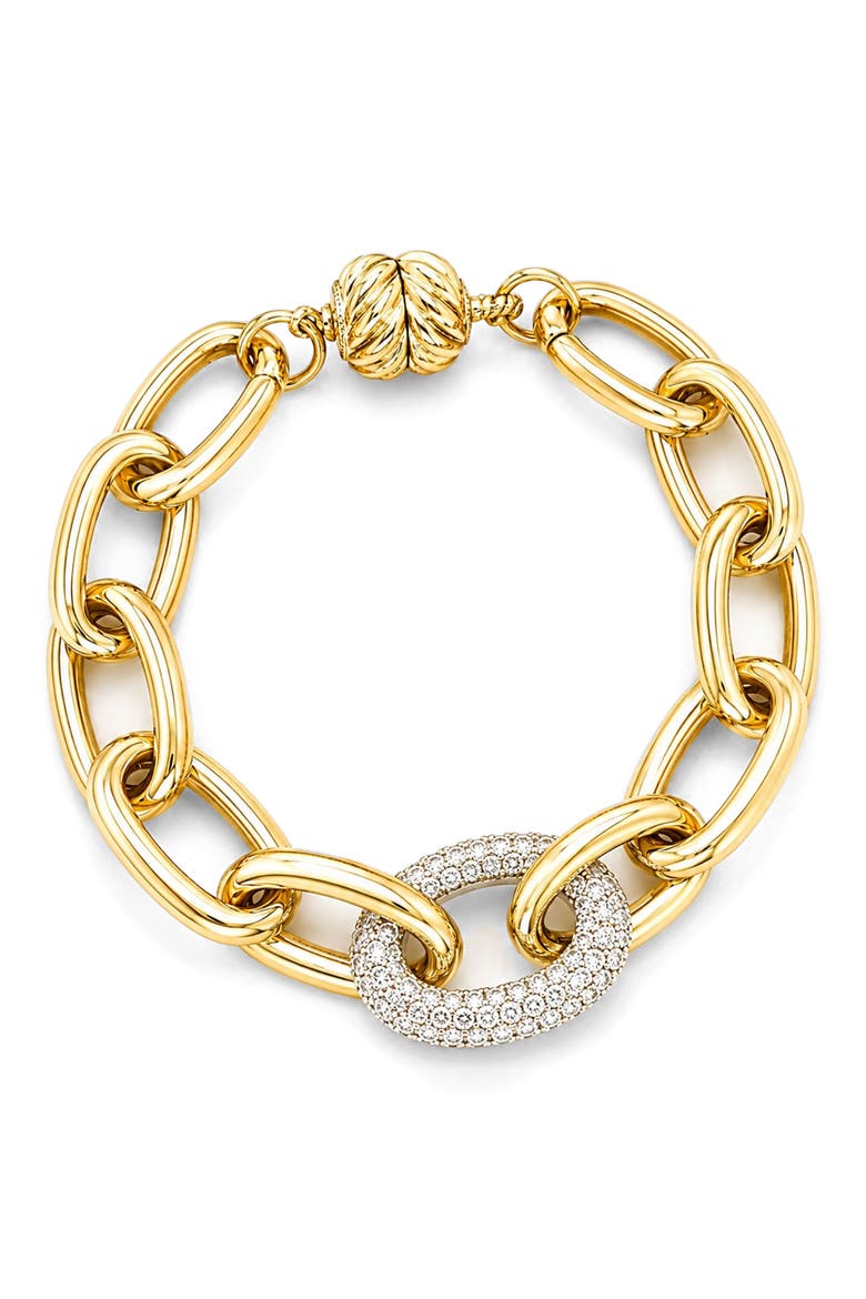 Cubic Zirconia Pavé Link Bracelet, Main, color, TWO TONE