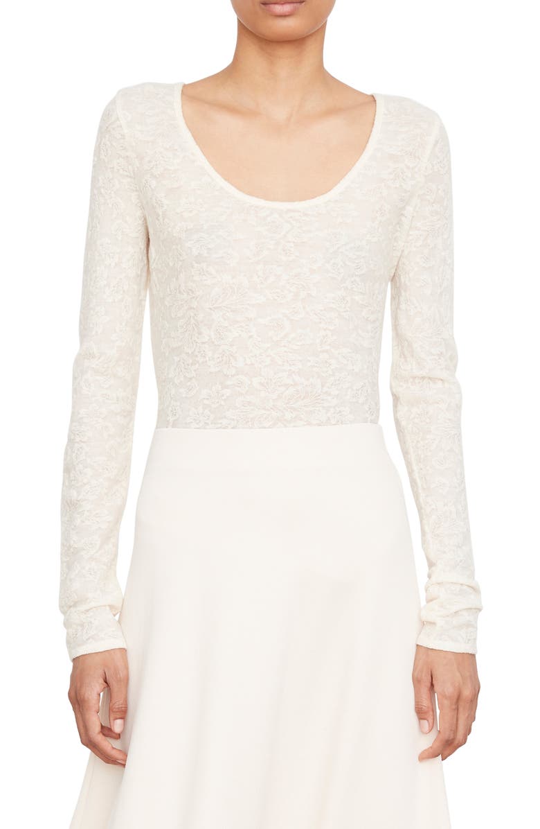 Vince Leaf Pattern Long Sleeve T-Shirt, Main, color,