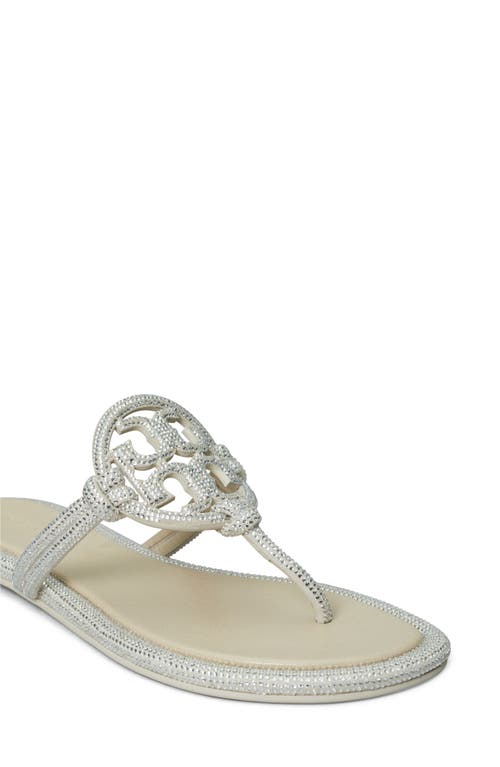 Tory Burch Miller Knotted Pavé Thong Sandal In White