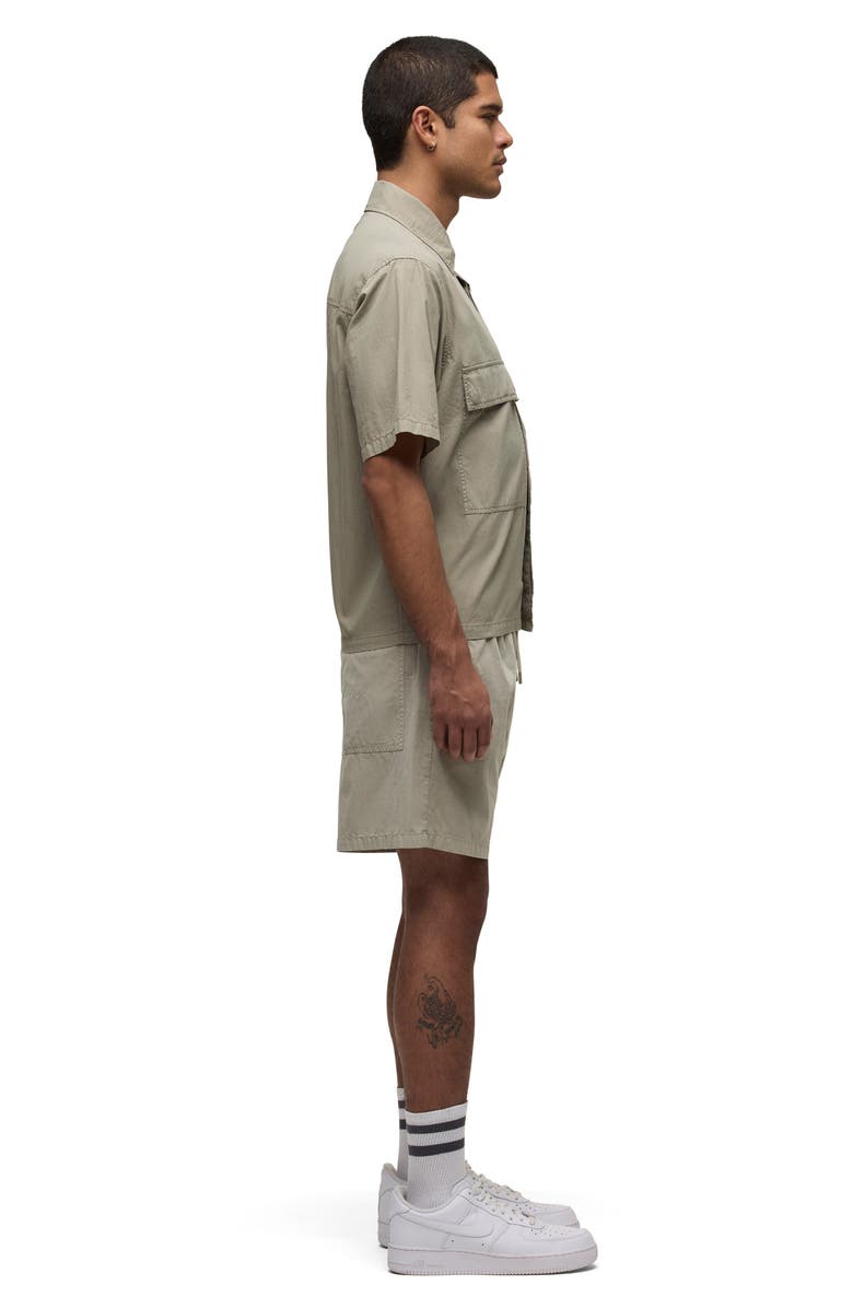 Hudson Jeans Utility Oversize Short Sleeve Cotton & Nylon Snap-Up Shirt, Alternate, color, Laurel