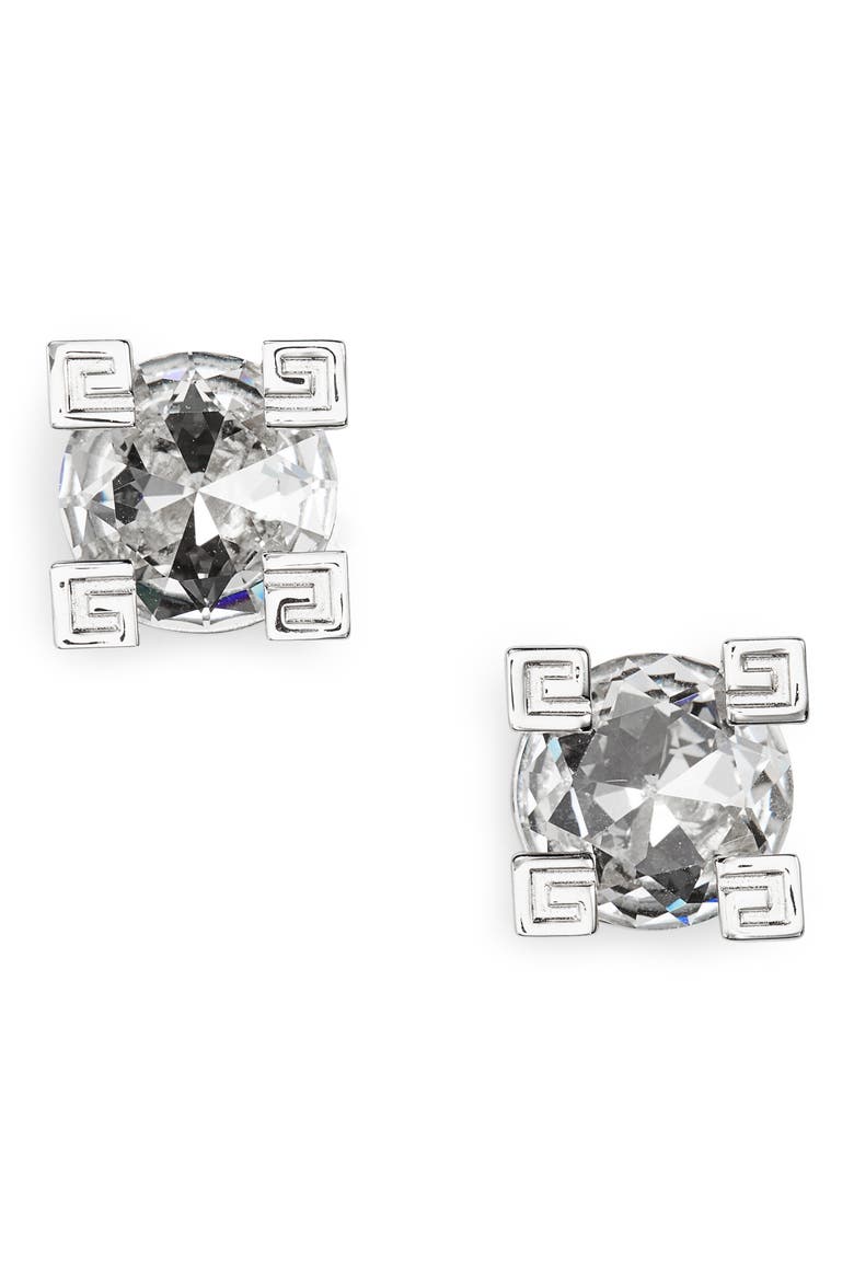 4G Prong Crystal Stud Earrings, Main, color, SILVERY