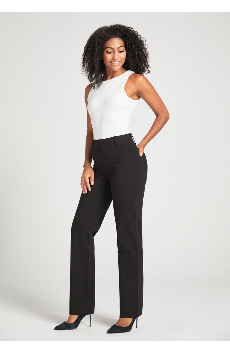 Betabrand Two Pocket DPYP Dress Pant Yoga Pants Straight Leg, Alternate, color, Black