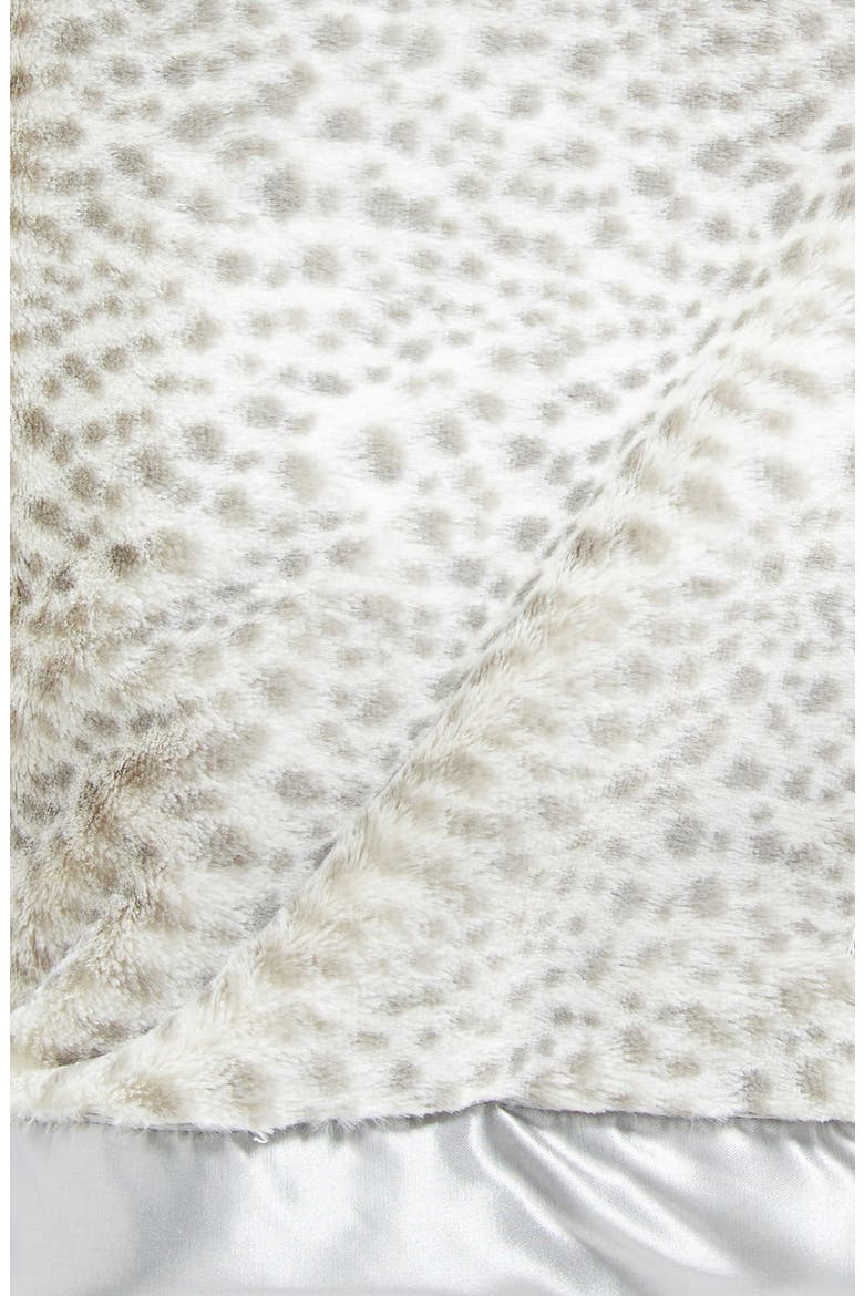 Luxe Snow Leopard Faux Fur Throw, Alternate, color, SILVER