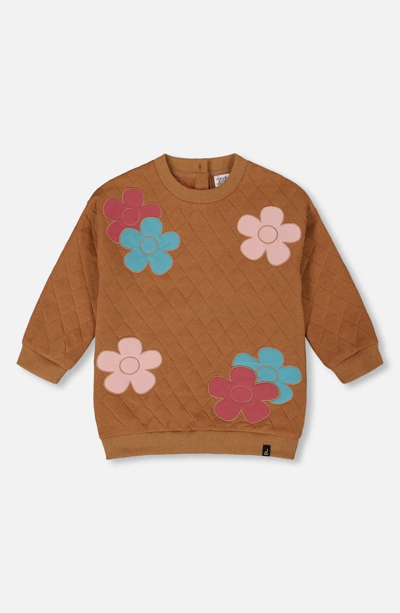 Deux par Deux Quilted Tunic with Flowers, Main, color, Mocha