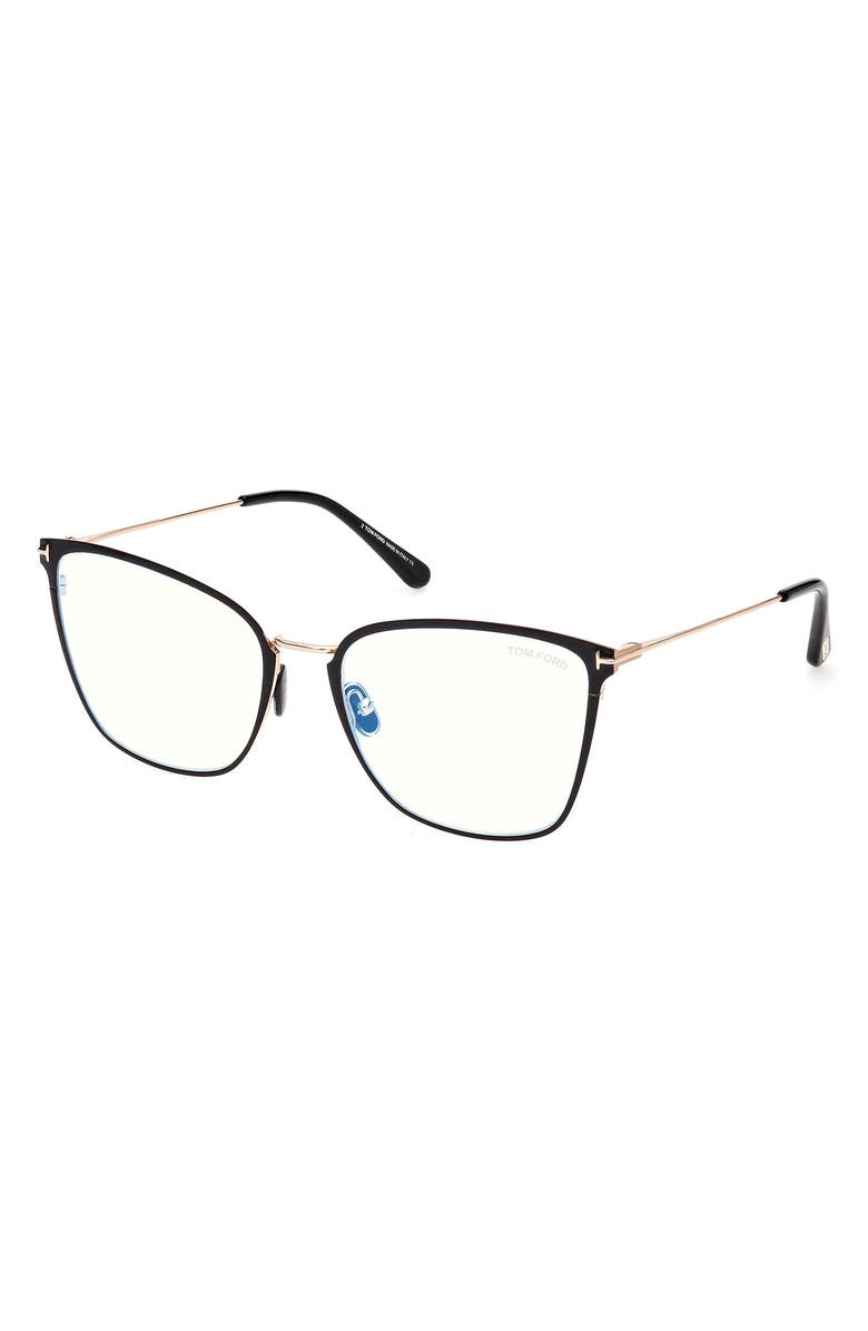 TOM FORD 56mm Butterfly Blue Light Blocking Glasses, Alternate, color, 