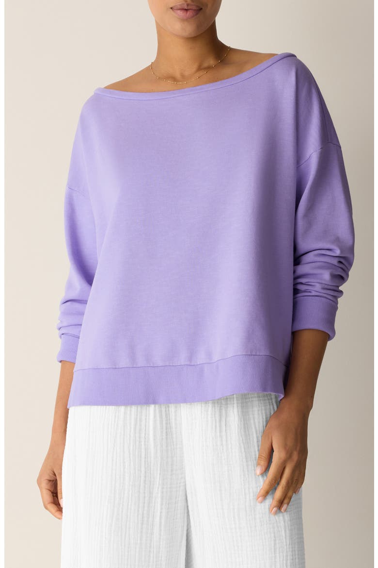 Bateau Neck Organic Cotton Sweatshirt, Main, color, LAVENDAR