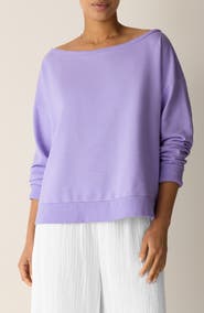Eileen Fisher Bateau Neck Organic Cotton Sweatshirt