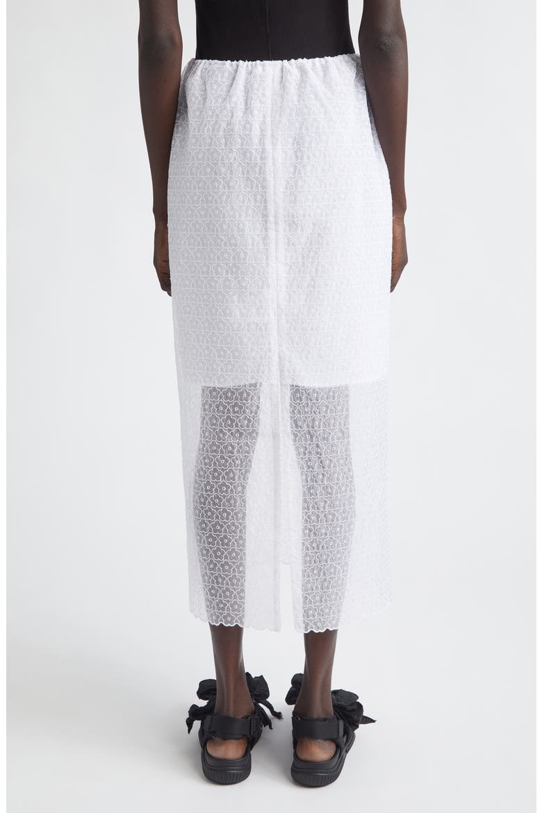 Donna Windflower Embroidered Organza Midi Skirt, Alternate, color, WHITE
