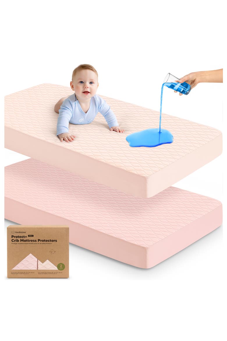 2-Pack Mavy Protect+ Waterproof Crib Mattress Protector, Main, color, Mist Rose