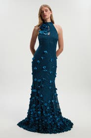 Karen Millen Petite Woven Maxi Rosette Dress