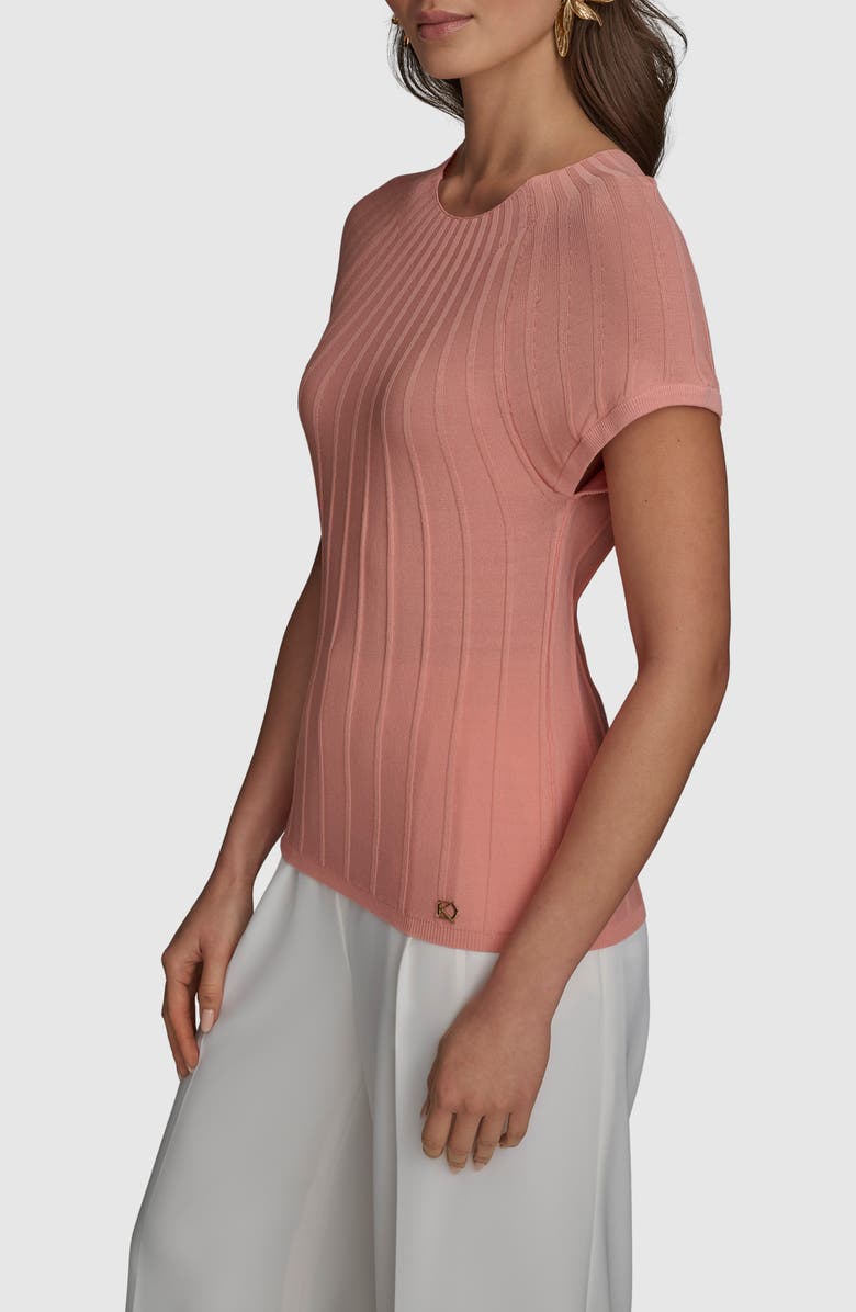 Donna Karan New York Rib Short Sleeve Sweater, Alternate, color, 