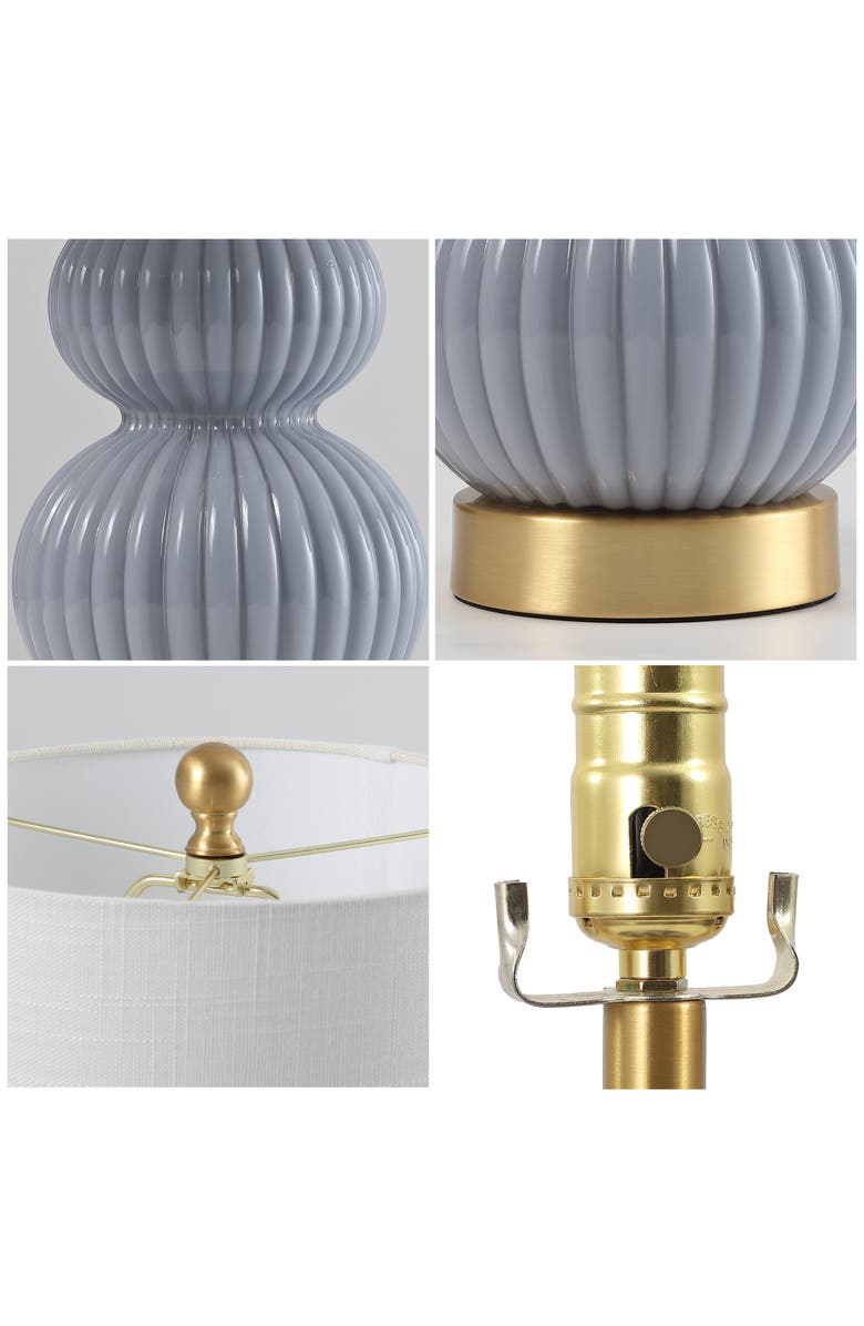 JONATHAN Y Daphne Ribbed Metal/Glass LED Table Lamp, Alternate, color, Gray