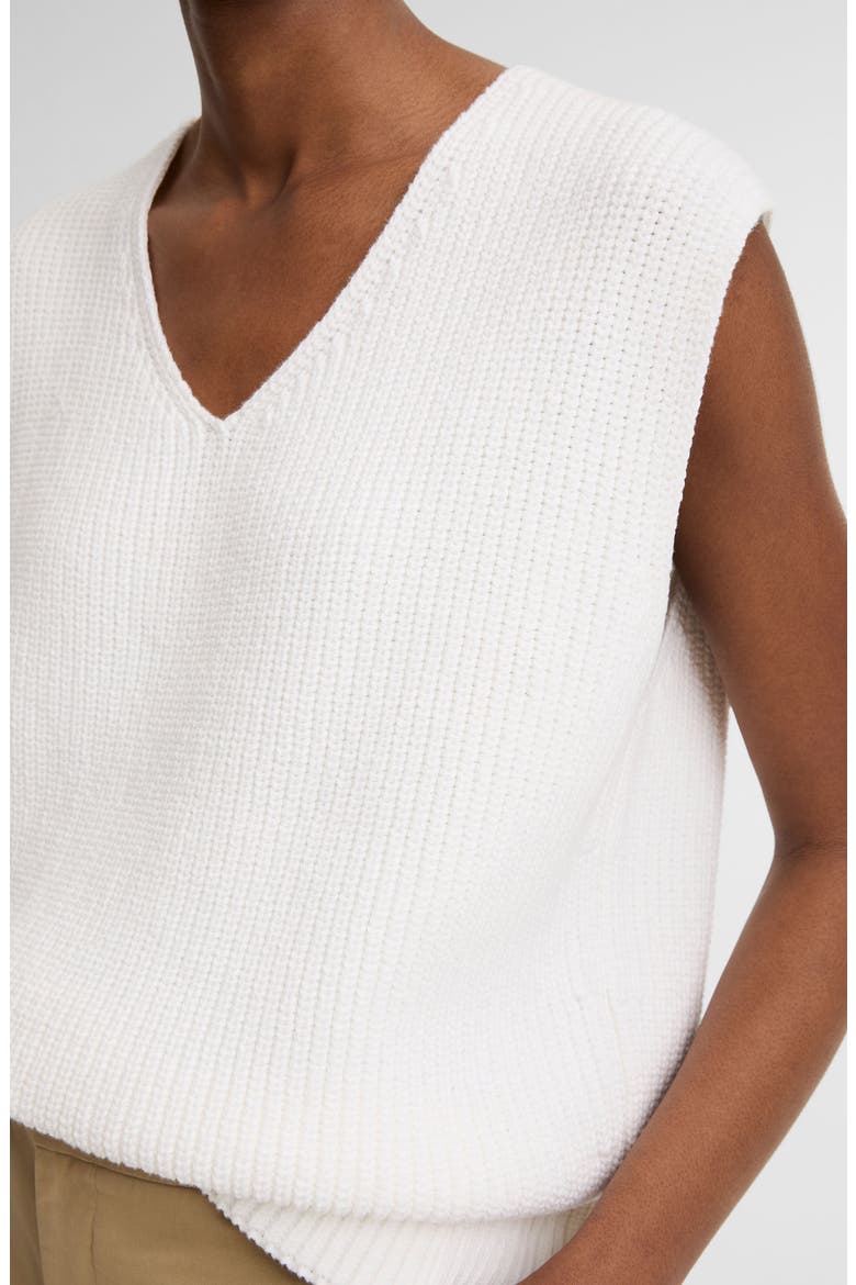Relaxed V-Neck Cotton Blend Sweater Vest, Alternate, color, OPTIC WHITE
