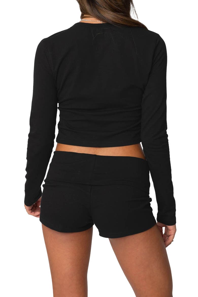 Meg Stretch Cotton Crop Top, Alternate, color, BLACK