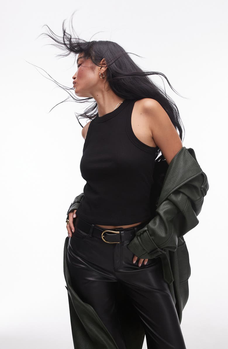 Topshop Rib Racerback Tank, Main, color,