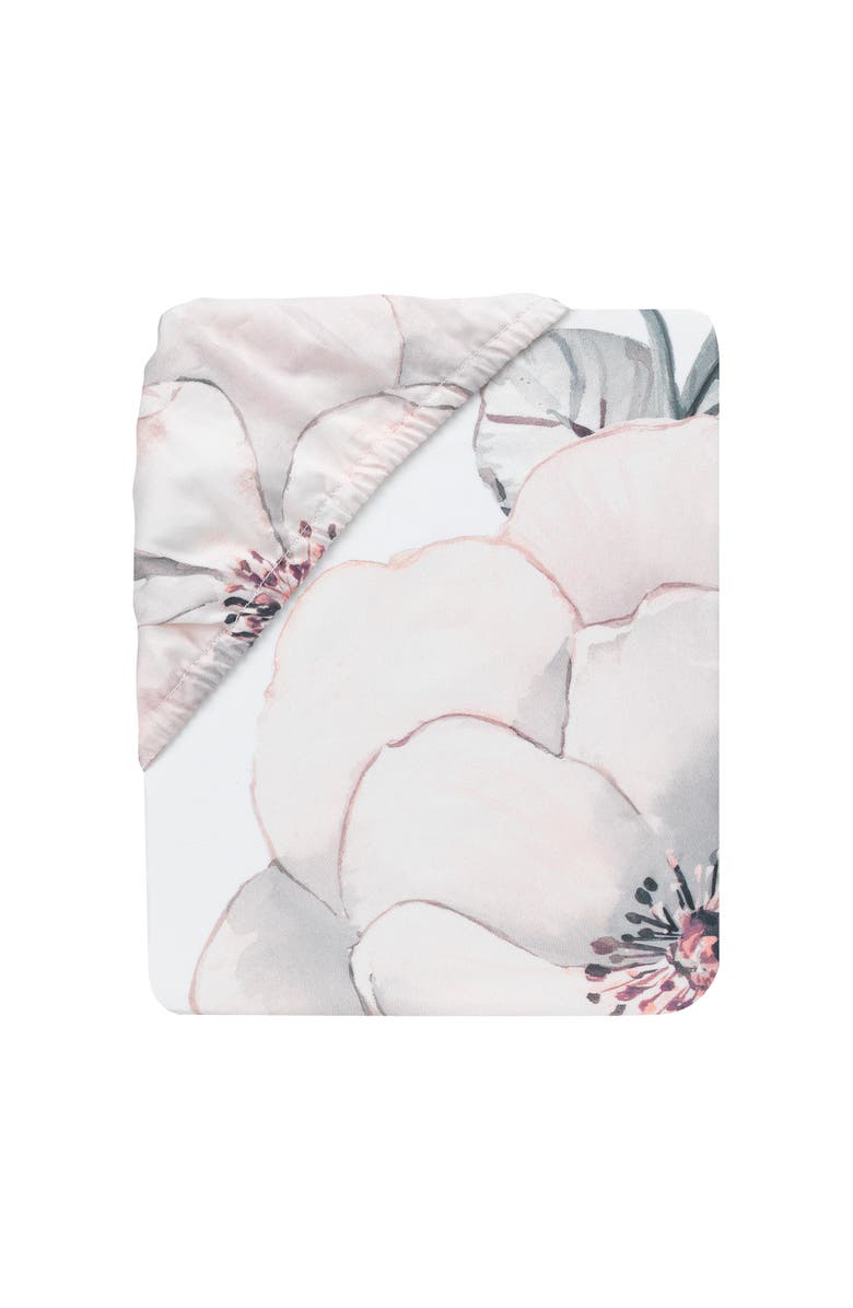 Lambs & Ivy Signature Botanical Baby Watercolor Floral Cotton Crib Sheet- White, Alternate, color, Pink