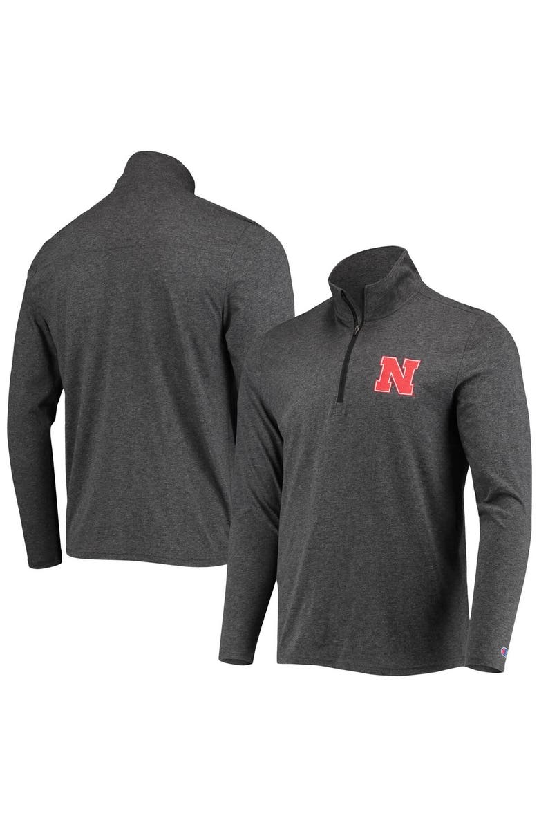 Champion Men's Champion Heathered Black Nebraska Huskers Field Day Team Quarter-Zip Jacket, Main, color, 