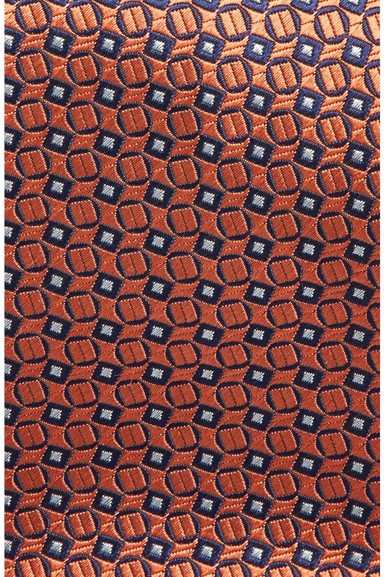 Geometric Silk Tie, Alternate, color, ORANGE