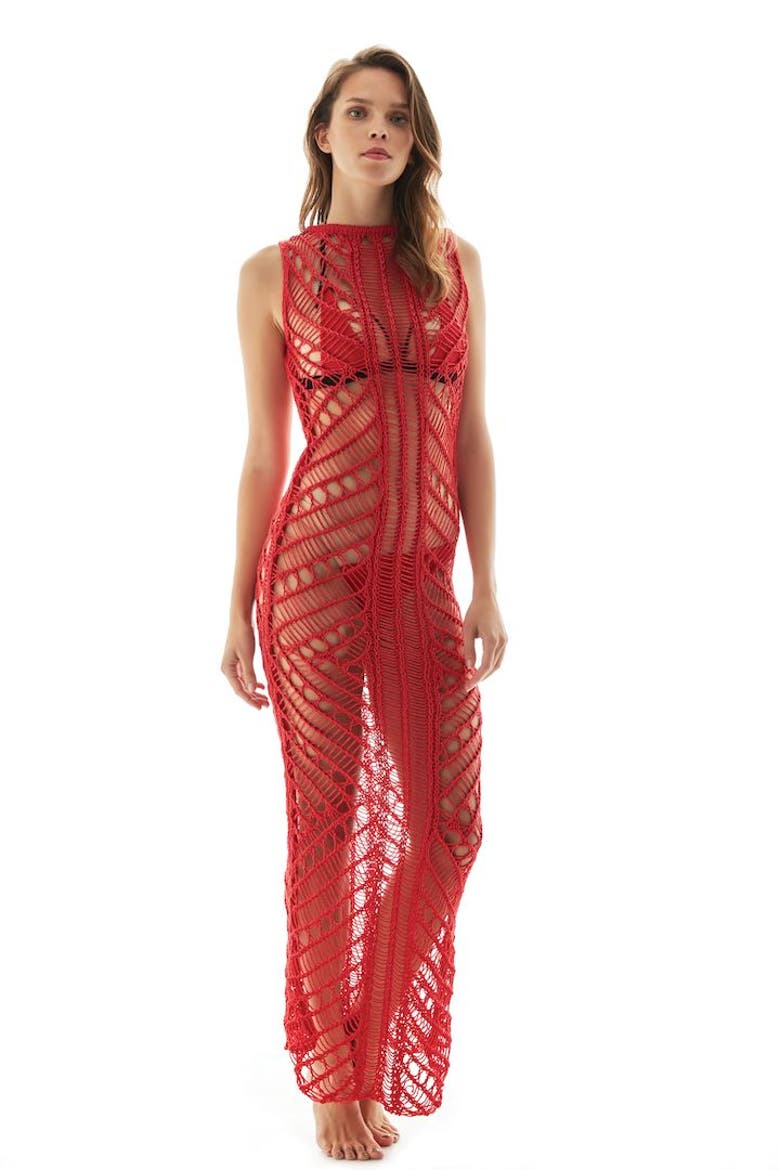 Luna Knit Sleeveless Maxi Dress, Alternate, color, Red