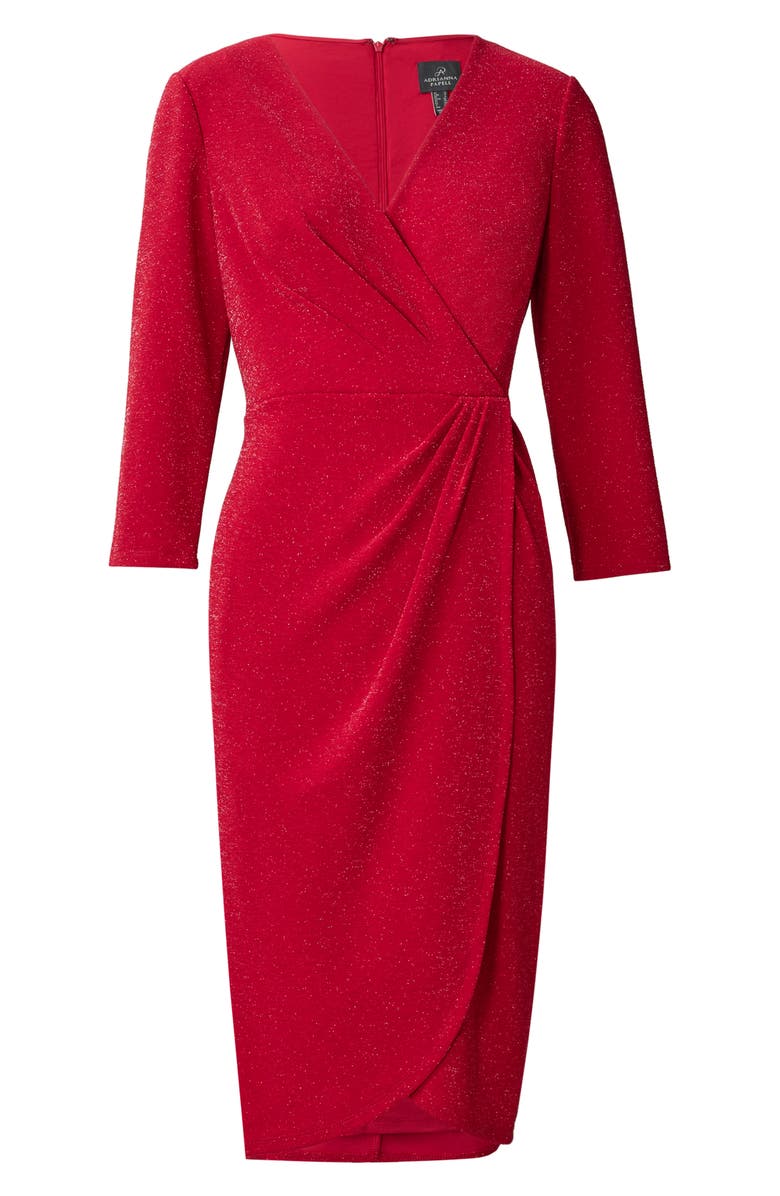 Adrianna Papell Metallic Knit Sheath Faux Wrap Dress, Alternate, color,