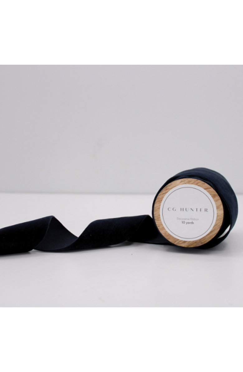 CG Hunter Wide Hand Dyed Velvet Ribbon Dark Blue, Alternate, color, Dark Blue