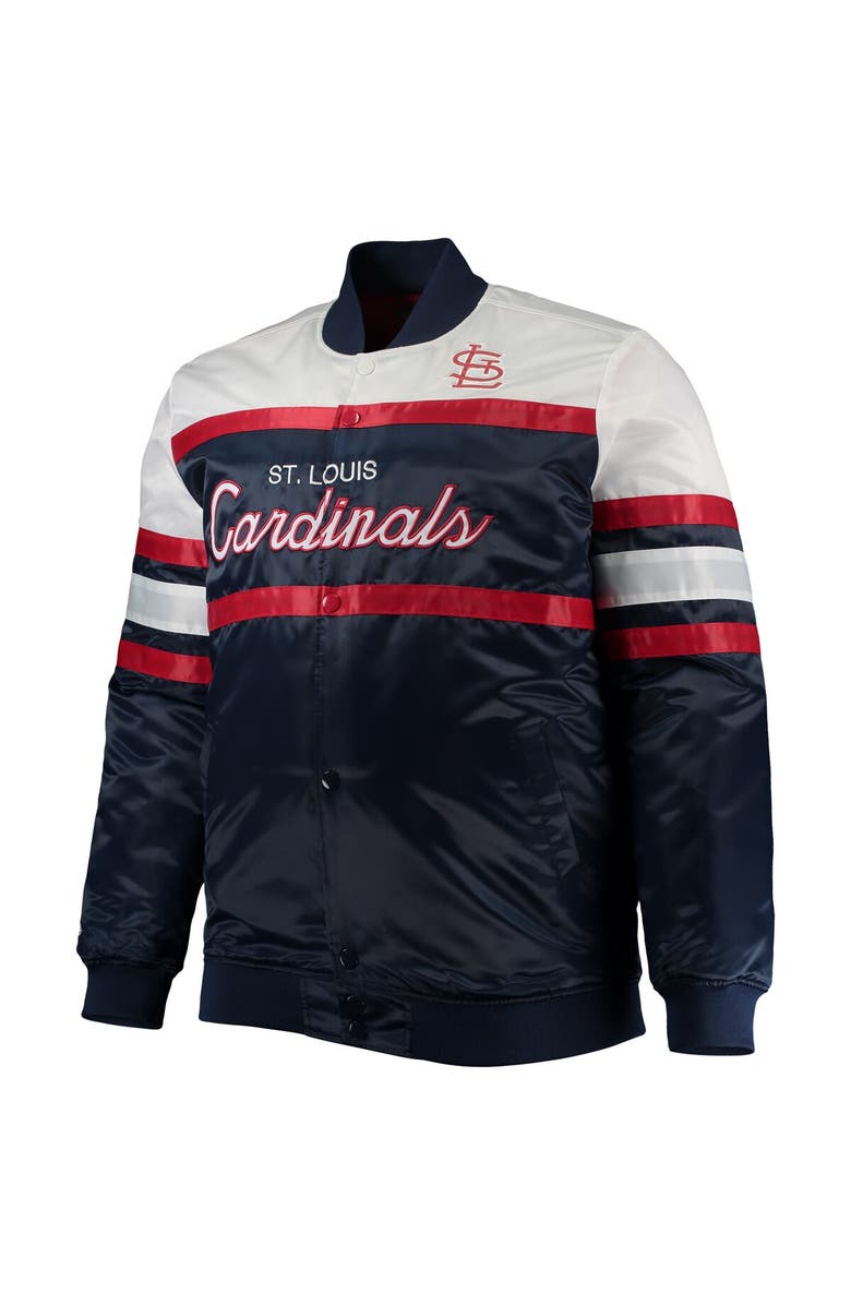 Mitchell & Ness Men's Mitchell & Ness Navy/Red St. Louis Cardinals Big & Tall Coaches Satin Full-Snap Jacket, Alternate, color, Navy