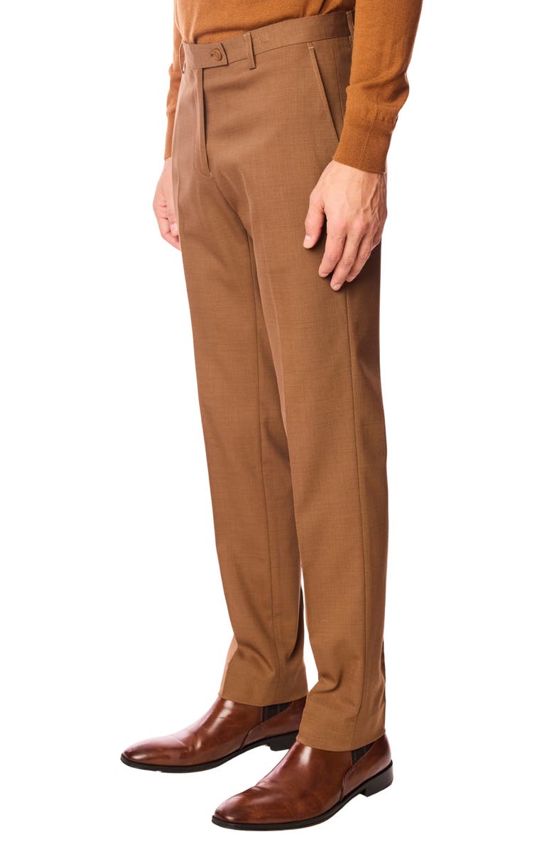 PAISLEY & GRAY Downing Slim Fit Flat Front Dress Pants, Alternate, color, Deep Tan
