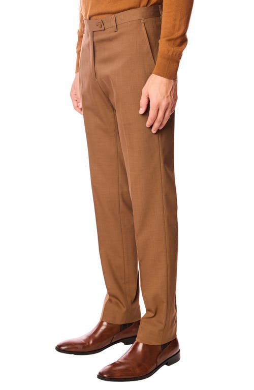 Paisley & Gray Downing Slim Fit Flat Front Dress Pants In Brown