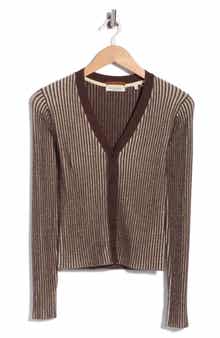 Ribbed V Neck Cardigan