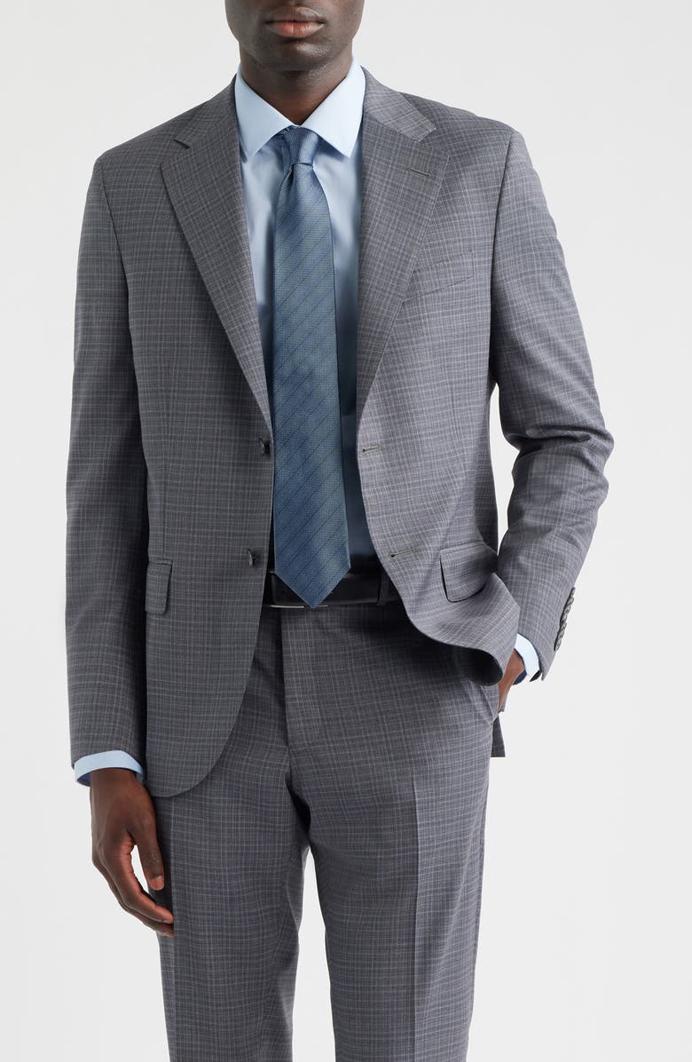 Peter Millar Hartford Classic Fit Grey Check Wool Suit, Alternate, color, Grey