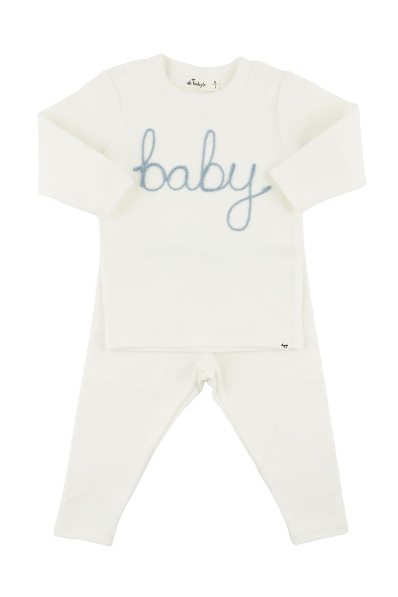"baby" Fog Embroidered Two Piece Set, Main, color, Cream