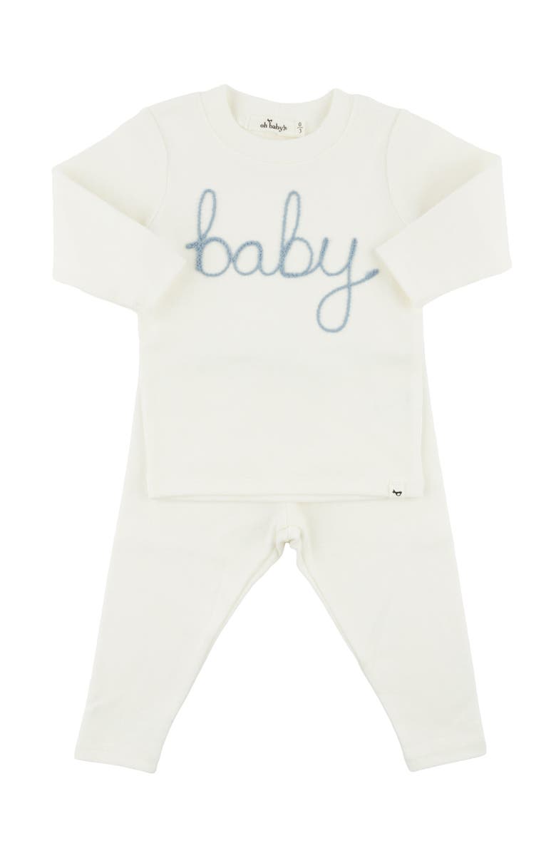 oh baby! "baby" Fog Embroidered Two Piece Set, Main, color, Cream
